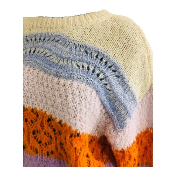 Vero Moda crochet knit colorblock new boho sweater size medium brand new - Picture 10 of 17